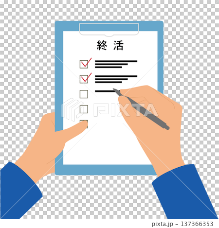 終活リスト に記入するシーン 終活リスト に記入するシーン 137366353