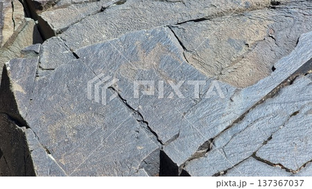 Texture of stones. Stones with petroglyphs. Texture of stones. Stones with petroglyphs. 137367037