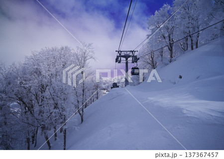 冬の野沢温泉スキー場　長坂ゴンドラ内からの眺め 137367457