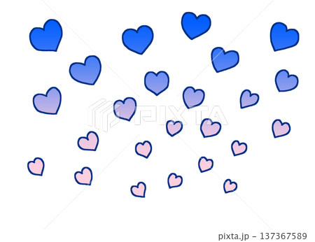 放射状に散らばるポップな青とピンクのハート 137367589
