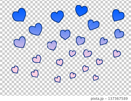 放射状に散らばるポップな青とピンクのハート 137367589