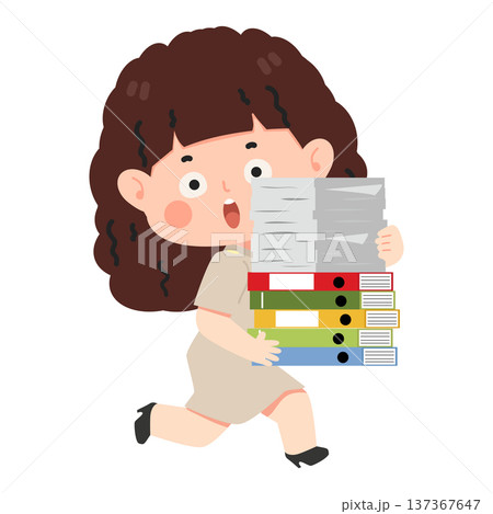 Woman Teacher Carrying Stack Of Files 137367647