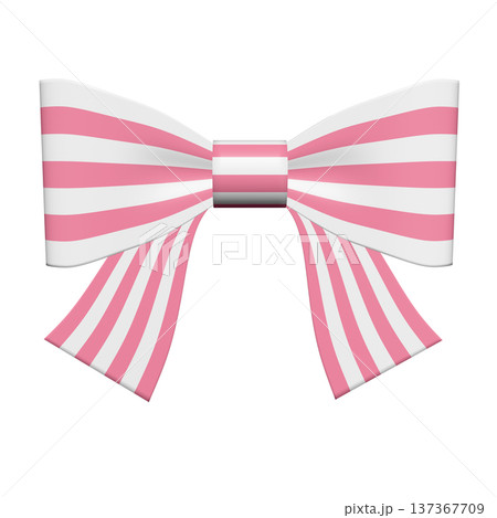 ピンクと白のかわいいストライプリボン｜ギフト・装飾・プレゼント 137367709