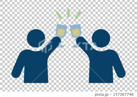 Icon of two people raising wine glasses toasting 137367746