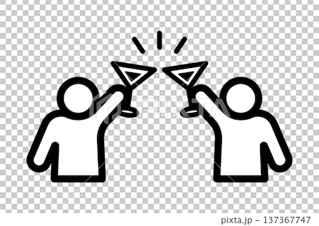 Icon of two people toasting with cocktail glasses 137367747