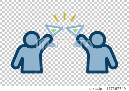 Icon of two people toasting with cocktail glasses Icon of two people toasting with cocktail glasses 137367749