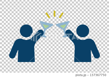 Icon of two people toasting with cocktail glasses Icon of two people toasting with cocktail glasses 137367750