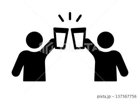 グラスを合わせて乾杯する二人の人物のアイコン 137367756