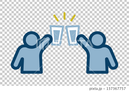 グラスを合わせて乾杯する二人の人物のアイコン 137367757