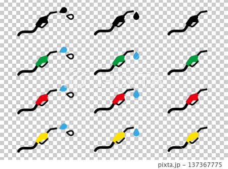ガソリンスタンドのノズルイラスト素材セット 137367775