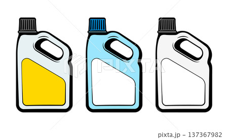 Plastic canisters with handle and label set, without background 137367982