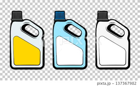 Plastic canisters with handle and label set, without background 137367982