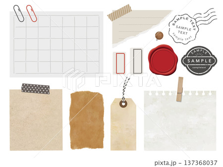 クリップ・スタンプ・紙・ノート・タグなどのフレームセット 137368037