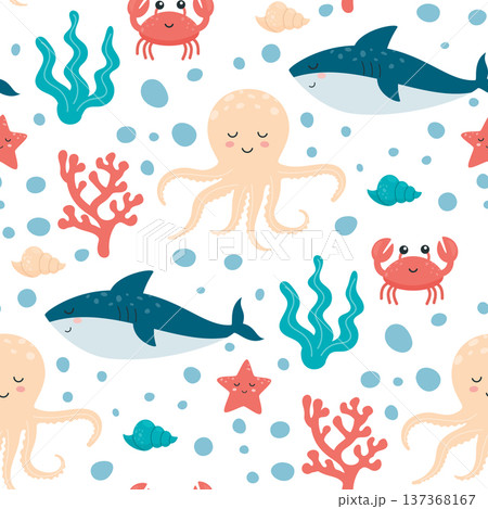 cute sea life pattern 137368167