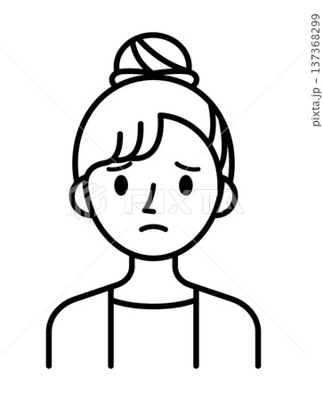 ベクターイラスト素材：困ったり悩んだりしている若い女性アイコン 137368299