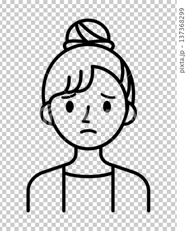 ベクターイラスト素材：困ったり悩んだりしている若い女性アイコン 137368299