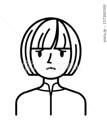 ベクターイラスト素材：困ったり悩んだりしている若い女性アイコン 137368300