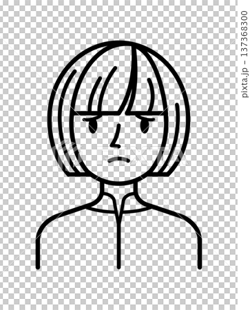 ベクターイラスト素材：困ったり悩んだりしている若い女性アイコン 137368300