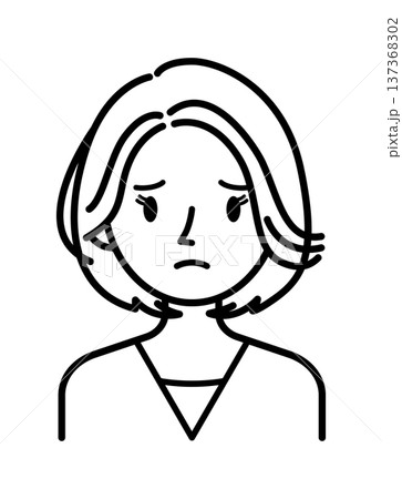 ベクターイラスト素材：困ったり悩んだりしている若い女性アイコン 137368302
