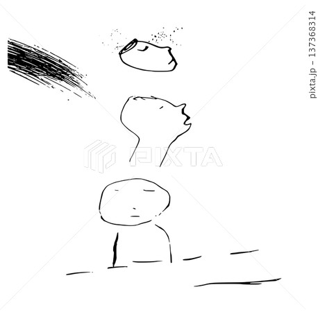【背景透過】目を閉じて何かを感じている3人の人物の顔 【背景透過】目を閉じて何かを感じている3人の人物の顔 137368314