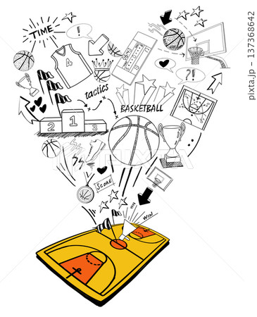 Basketball doodles-hand drawing	 137368642
