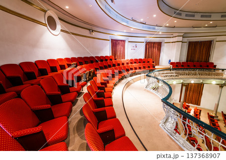 Interior view of Dom Pedro V Theatre, built in the 19th century, is one of the sites of the Historic Centre of Macau, The place is part of the UNESCO World Heritage. Interior view of Dom Pedro V Theatre, built in the 19th century, is one of the sites of the Historic Centre of Macau, The place is part of the UNESCO World Heritage. 137368907