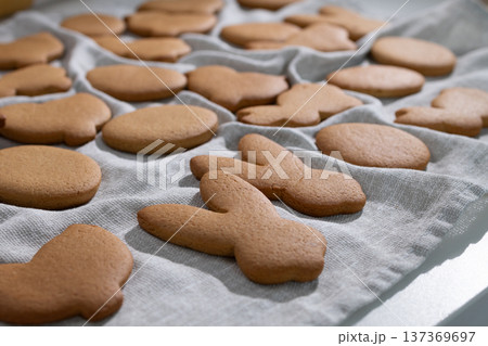 Gingerbread Cookies for Easter Celebration Traditions on Light Linen Gingerbread Cookies for Easter Celebration Traditions on Light Linen 137369697