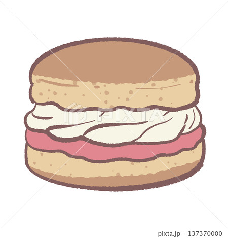 Kawaii strawberry cream sandwich dessert illustration cute sweet bakery treat with whipped cream and strawberry filling for afternoon tea party graphics dessert shop menu and pastry themed designs 137370000
