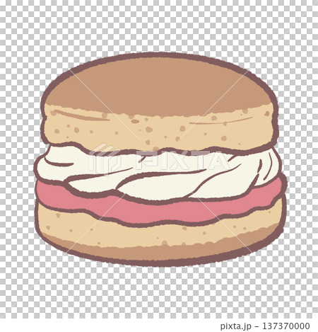 Kawaii strawberry cream sandwich dessert illustration cute sweet bakery treat with whipped cream and strawberry filling for afternoon tea party graphics dessert shop menu and pastry themed designs 137370000