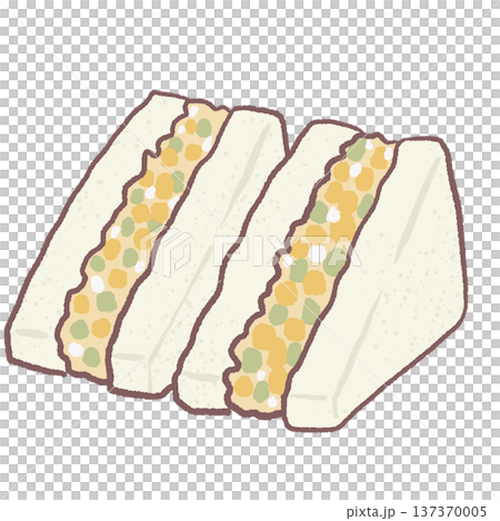 Kawaii egg salad sandwich triangles pastel lunch food illustration cute tea party sandwich snack for cafe menu graphics picnic food designs and cozy afternoon tea themed illustrations 137370005