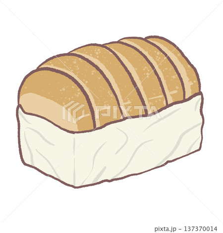 Kawaii bakery bread loaf on linen cloth illustration cute fresh baked bread for bakery shop menu graphics rustic bakery food clipart cozy bread themed design 137370014