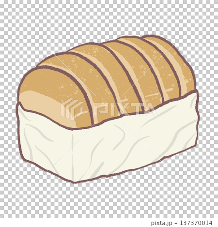 Kawaii bakery bread loaf on linen cloth illustration cute fresh baked bread for bakery shop menu graphics rustic bakery food clipart cozy bread themed design 137370014