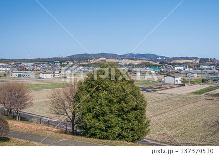 木津川右岸堤防上からの田園風景　京都府城陽市 137370510