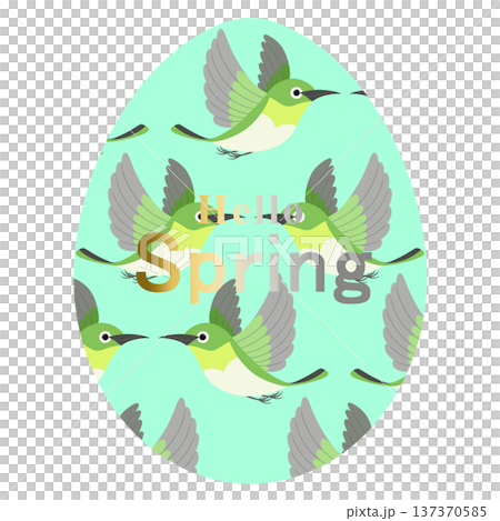 イースター_メジロが描かれたタマゴ 137370585