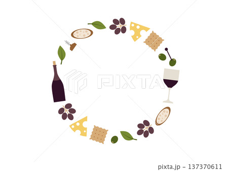 ワインとチーズの円形レイアウト 137370611