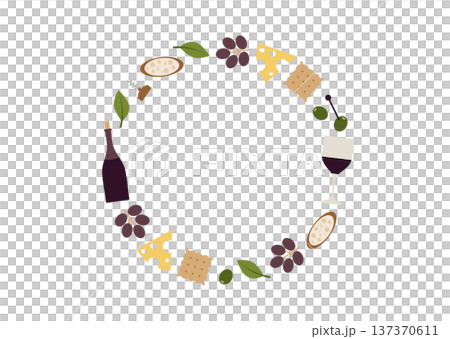 ワインとチーズの円形レイアウト 137370611