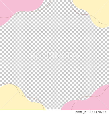 A simple frame illustration of two-color fluid shapes and lines (pink and yellow) [square] 137370763