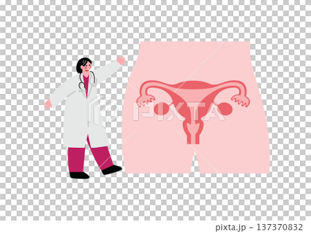 婦產科醫生正在檢查子宮的插圖 137370832