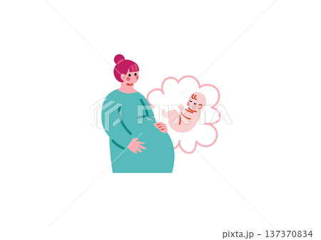 可愛い妊婦さんのイラスト 可愛い妊婦さんのイラスト 137370834
