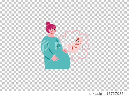 可愛い妊婦さんのイラスト 可愛い妊婦さんのイラスト 137370834