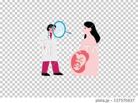 婦產科醫師檢查孕婦的插圖 137370837