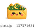 Happy smiling envelope with festive Ramadan decorations inside 137371621