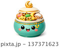 Cute cookie jar filled with Ramadan treats and decorations 137371623