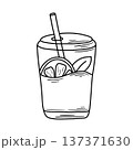 Refreshing drink to go, doodle sketch style 137371630