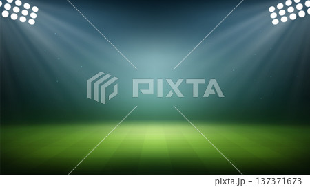 Soccer Stadium Field Background With Bright Floodlights Soccer Stadium Field Background With Bright Floodlights 137371673