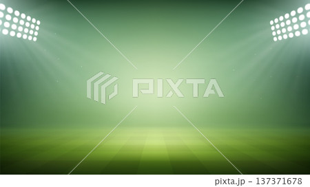 Green Stadium Arena Background With Bright Floodlights Green Stadium Arena Background With Bright Floodlights 137371678