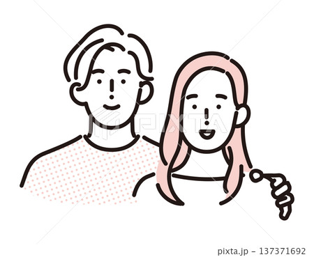 シンプル　イラスト　妊活や不妊治療、妊娠を考える日本人カップルのイメージ ベクターイラスト 137371692
