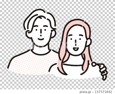 シンプル　イラスト　妊活や不妊治療、妊娠を考える日本人カップルのイメージ ベクターイラスト 137371692