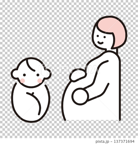孕婦和嬰兒的簡單插圖。向量圖。 137371694