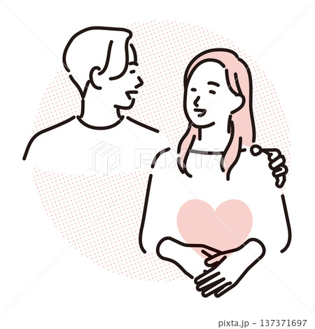 シンプル　イラスト　赤ちゃんを授かった夫婦 妊娠を喜ぶカップルのイメージ ベクターイラスト 137371697